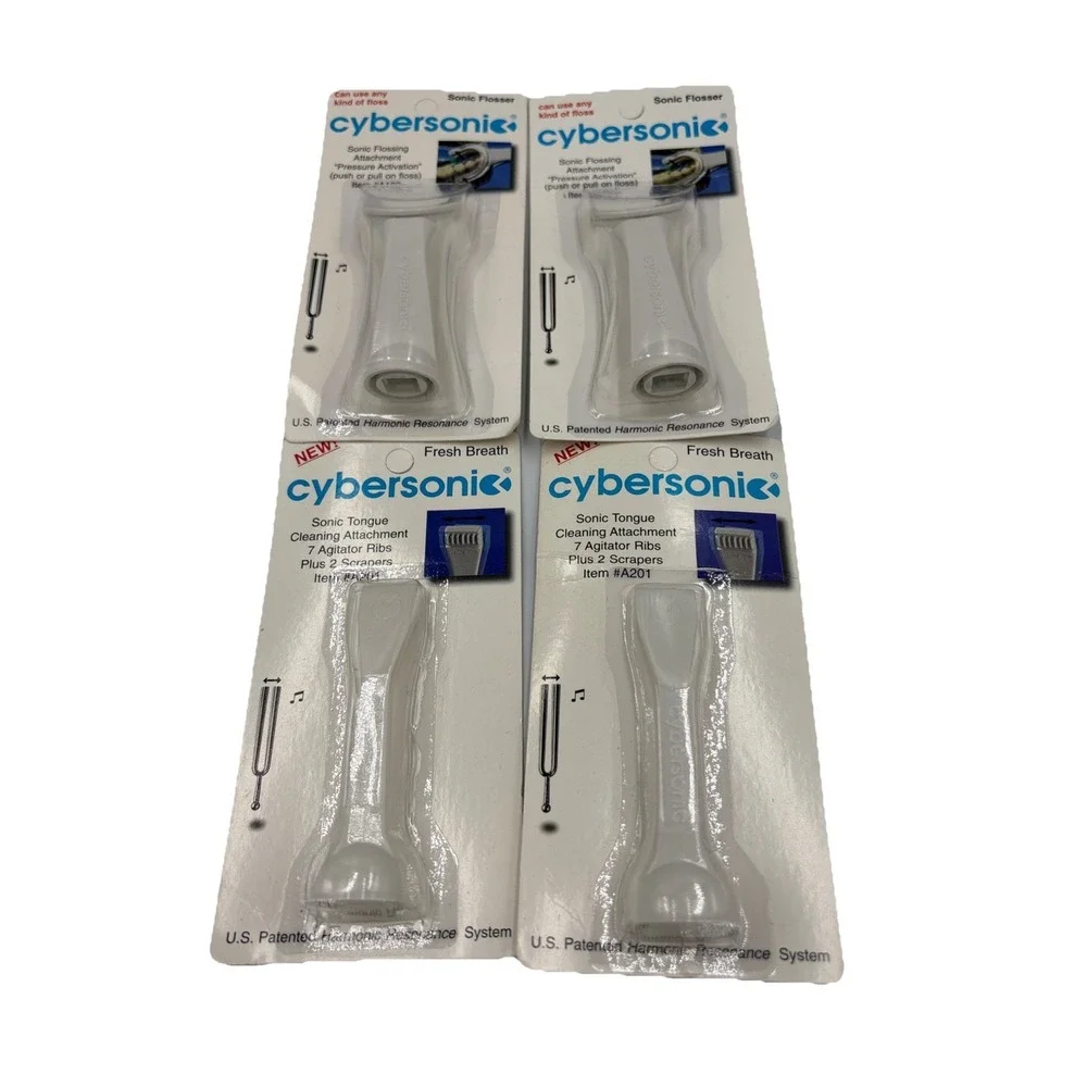 Cybersonic Sonic - 4 Tongue Cleaning #A201 & 2 Flosser #A103 Attachments - New